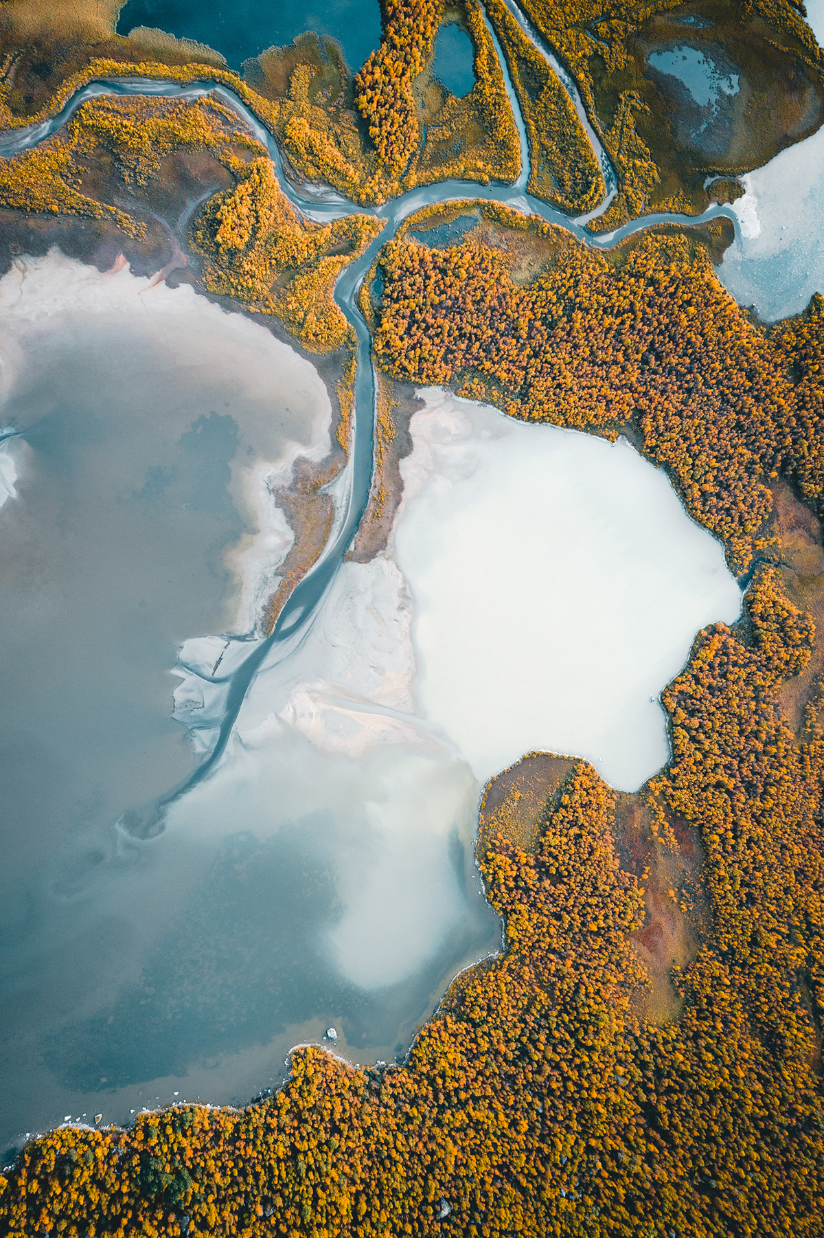 Lapland Arctic autumn Photography  Aerial drone Nature Landscape Sweden