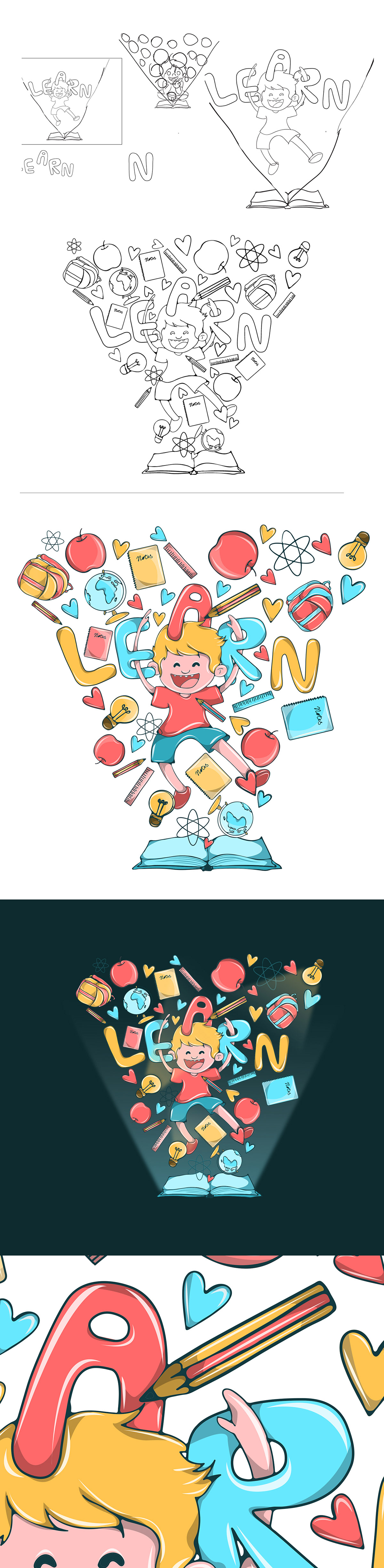 book bookillustrations colorillustration conceptual Education kids learning nursery school vector