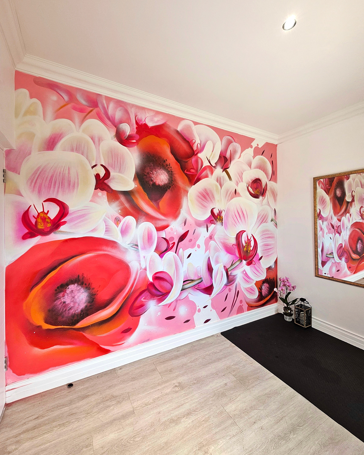 artwork orchid Flowers floral pink Wellness Mural art meditation red