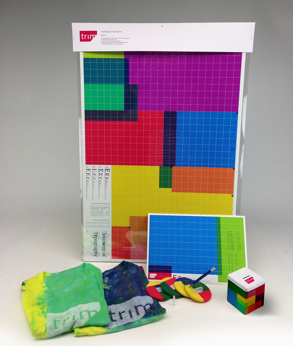 trim cutting cutting board mat bright colors grid Coasters t-shirts x-acto