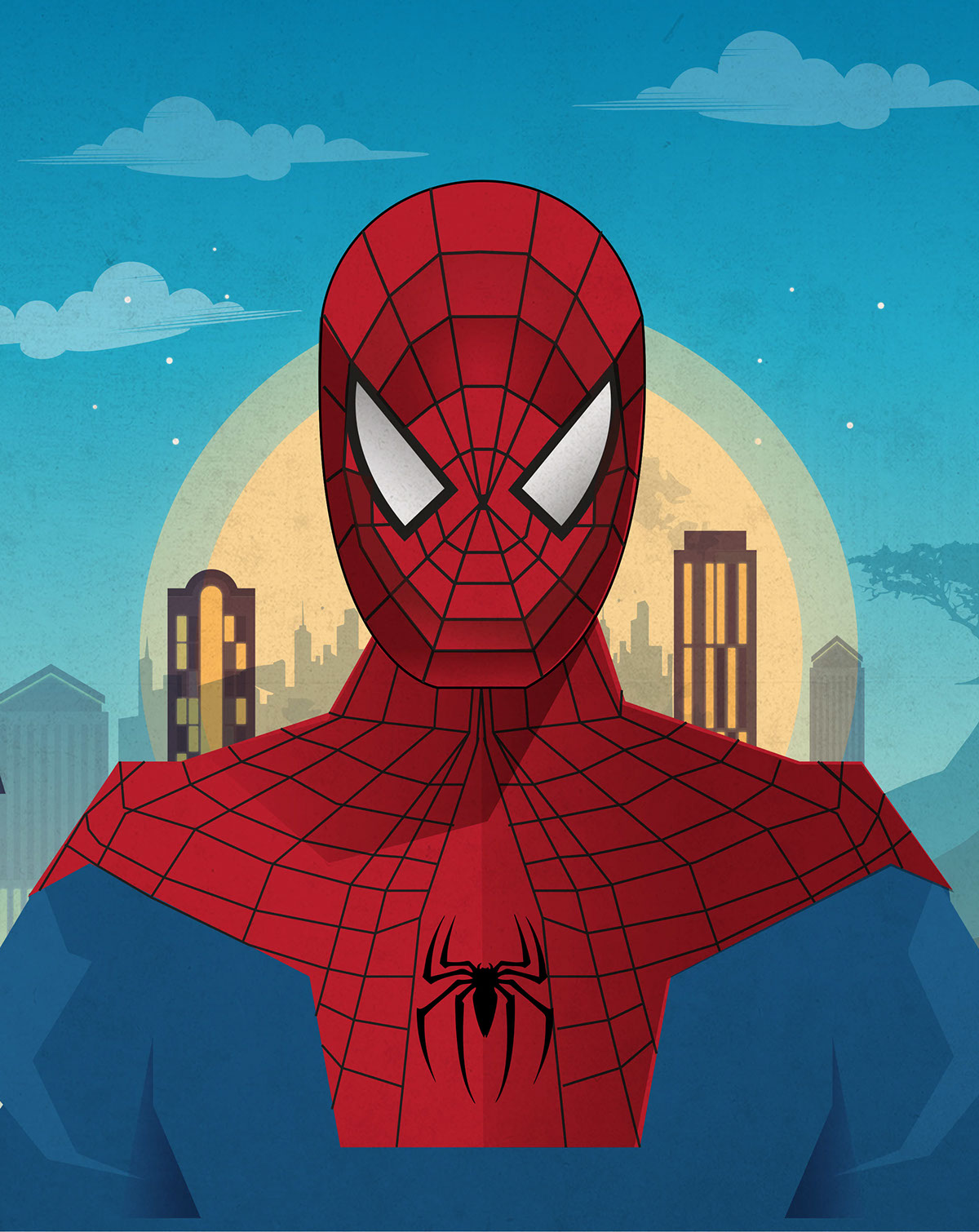 ilustration vector art super heroes Hulk super man Spider Man poster art direction 