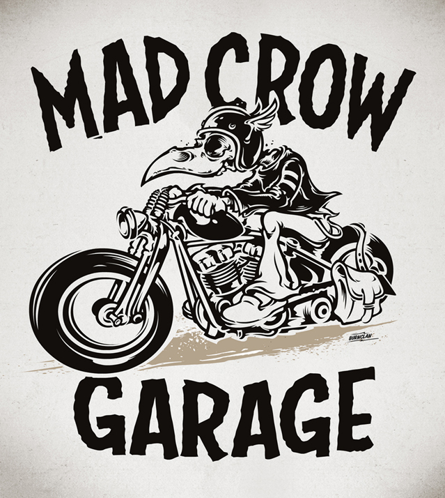 kustom bobber low brow motorcycle crow skull
