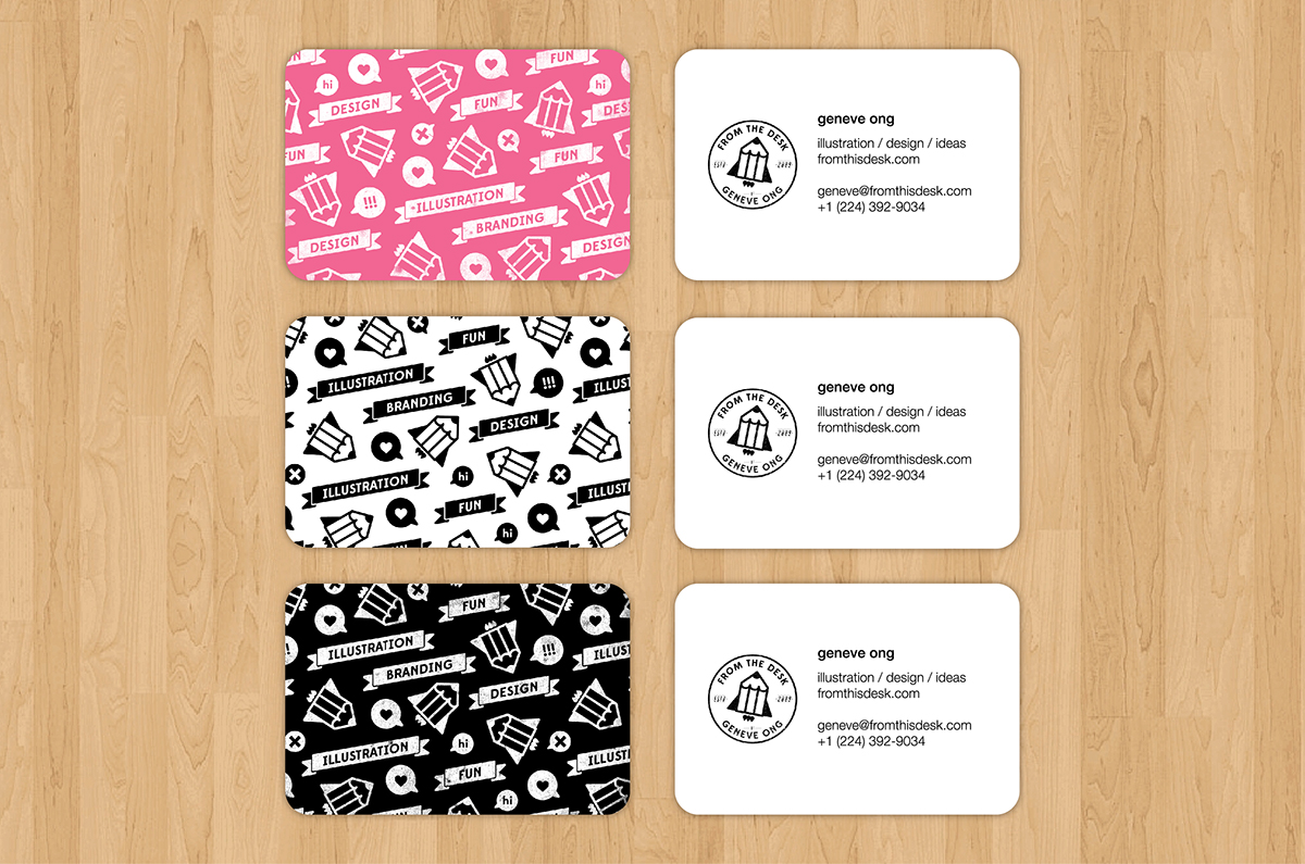 Playful From This Desk Stationery brand identity pencil rocket cartoon pink pattern icons children