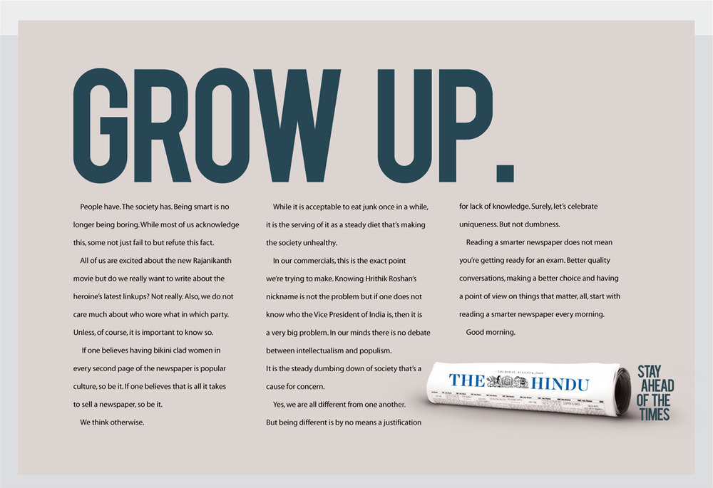 Adobe Portfolio the hindu ads hindu vs toi stay ahead The Hindu times of india times newspaper war