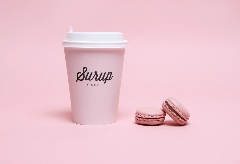 cakes bakery cafe pink Paper Cup female macaroons beauty glamour soft gentle coffee to go desserts simple minimal
