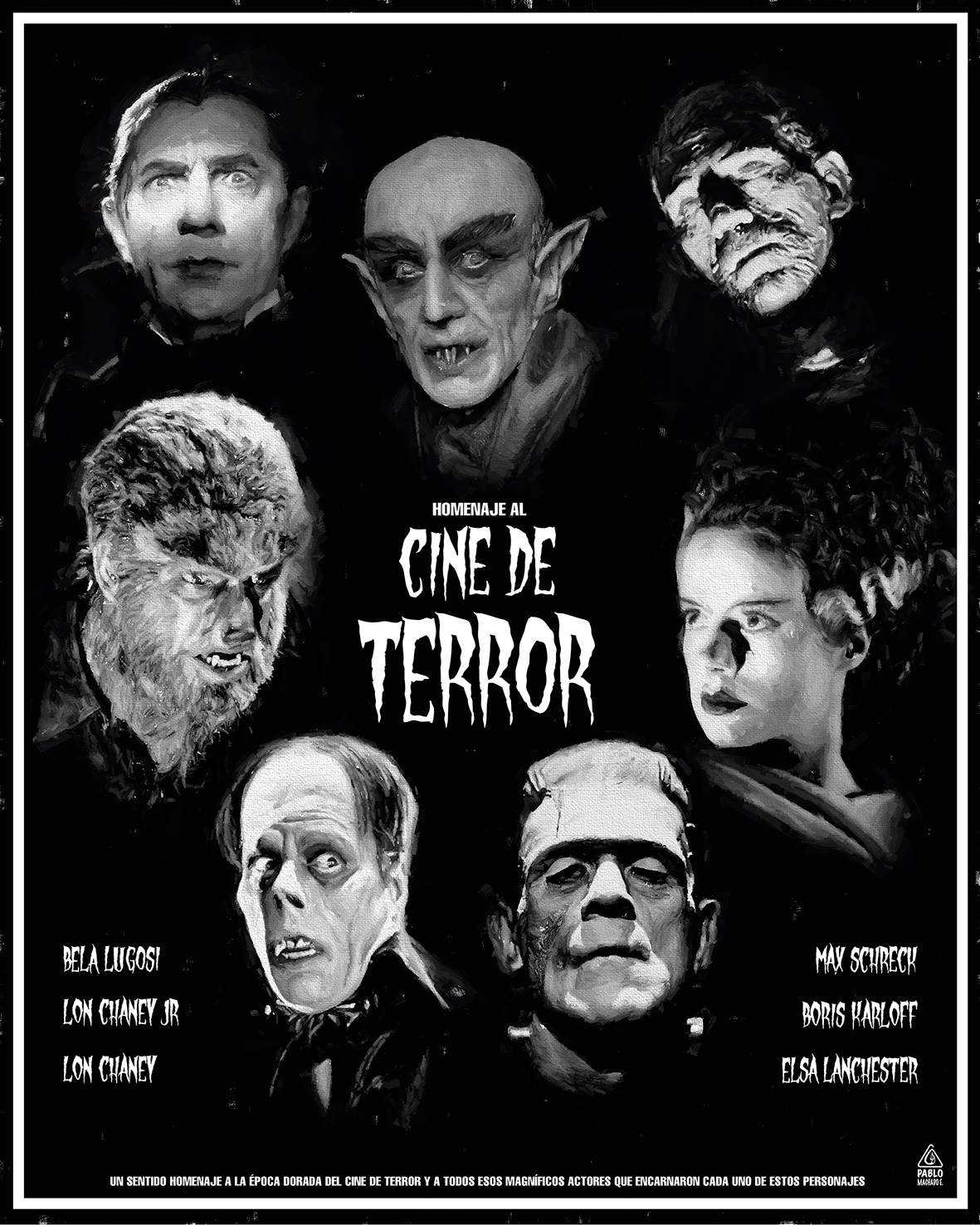 Terror horror cine poster cartel Classic lugosi karloff Chaney antiguo