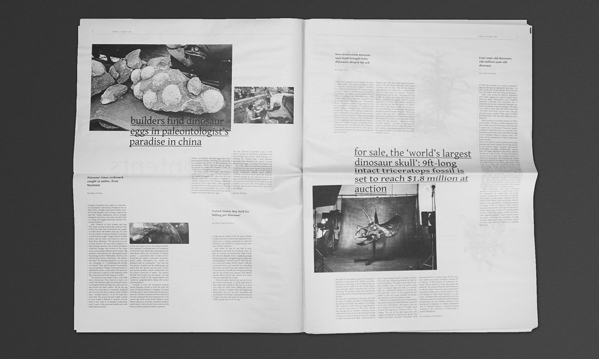 editorial design  newspaper Zeitung typography   dinosaurs