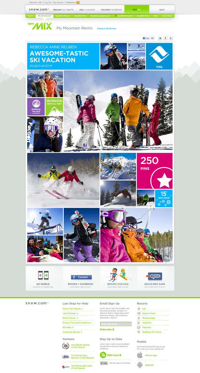 interactive vail  expicmix  design  skiing  mountain