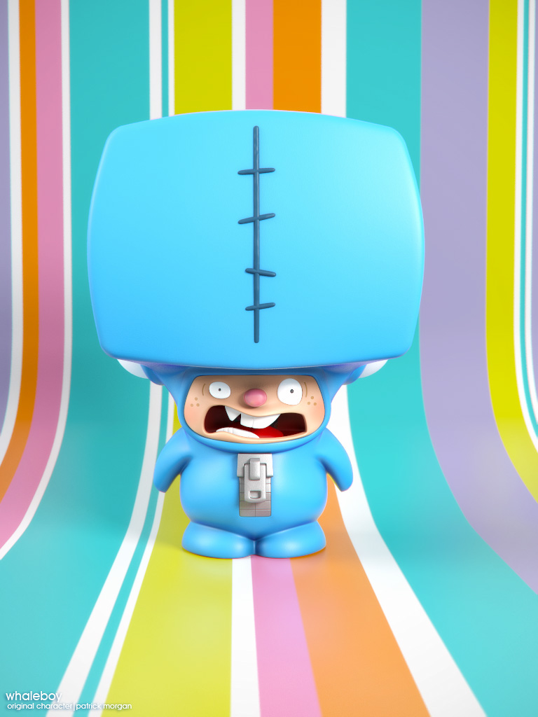 WhaleBoy lightwave Character cute blue toy 3D deck wireframe turn boy Whale scream goofy