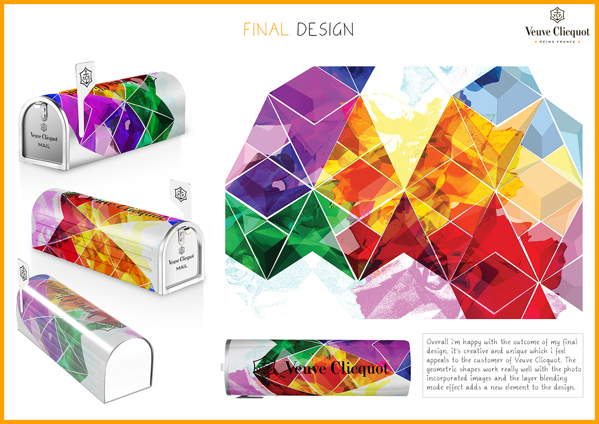 Geometric Shapes Veuve Clicquot mailbox design photo incorporated Roses