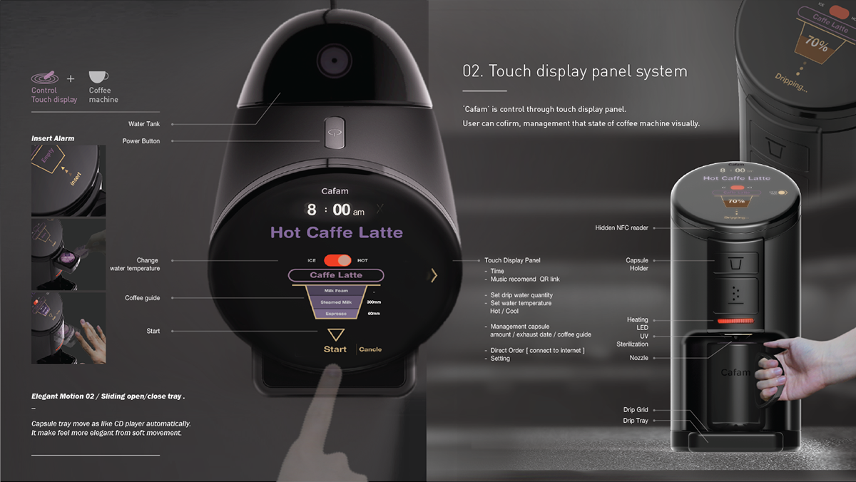 IoT Coffee machine capsule coffee gimyosen yoonkyum Kim elegant luxury ux service 커피머신 커피메이커 Dash Cafam caffam cafamm
