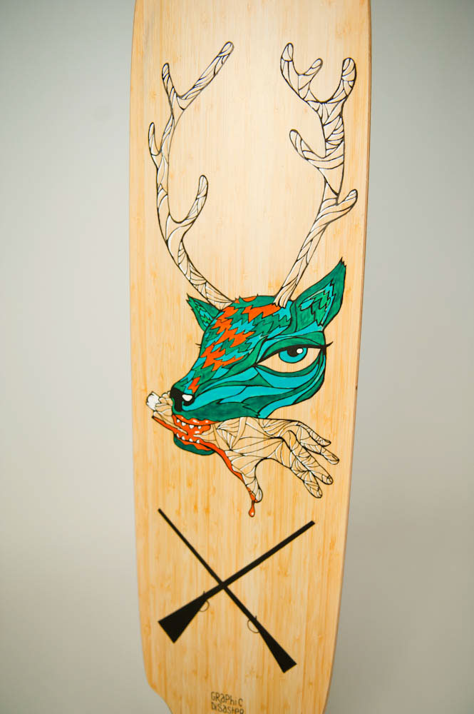 video Custom LONGBOARD Posca deer paint skate draw