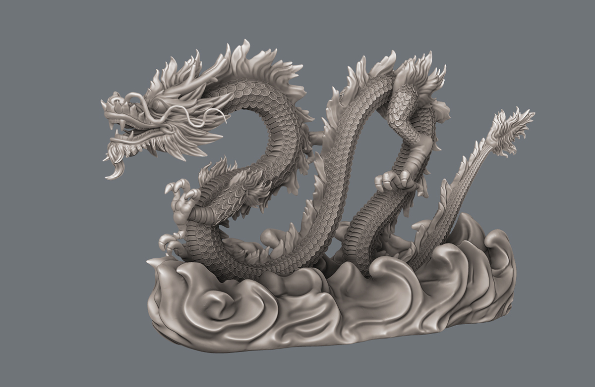 chinese dragon Zbrush sculpture digital3d keyshot Render
