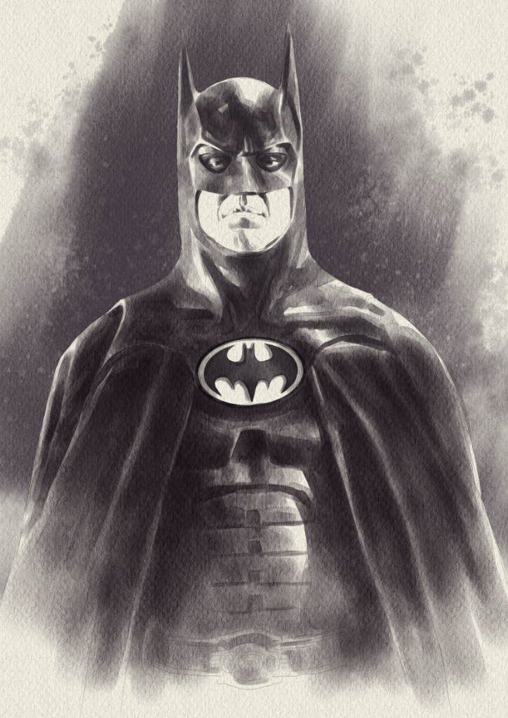 digital watercolor comics batman Character Drawing  painting   progression digital aquarelle made with rebelle