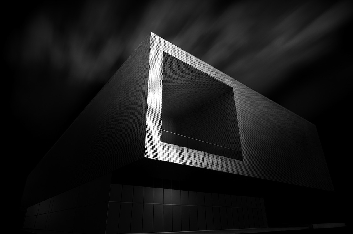 black and white long exposure architectural