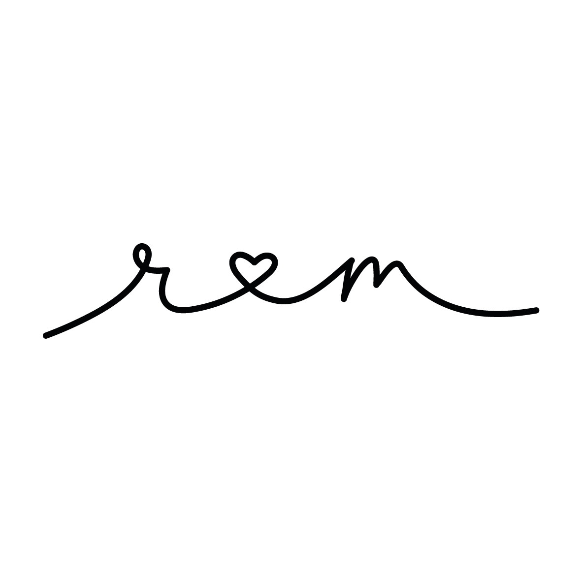 wedding logo connecting r and m with a heart