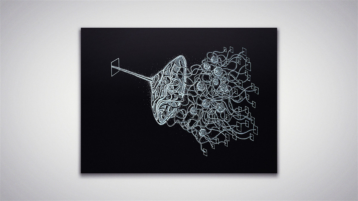 Adobe Portfolio immanentizing the eschaton eschaton series procedural drawing art white ink black paper