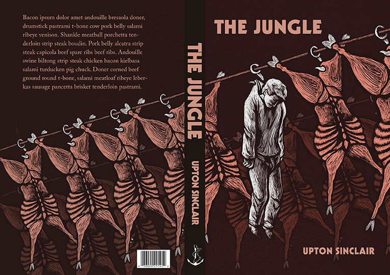 the jungle Upton Sinclair book cover book design scratchboard Digital Woodcut