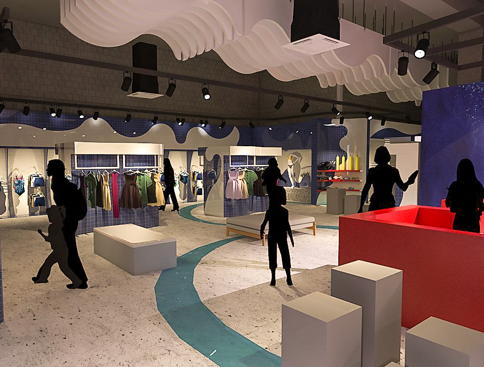 Interior design Retail store Layout concept 3D architecture architecture swim