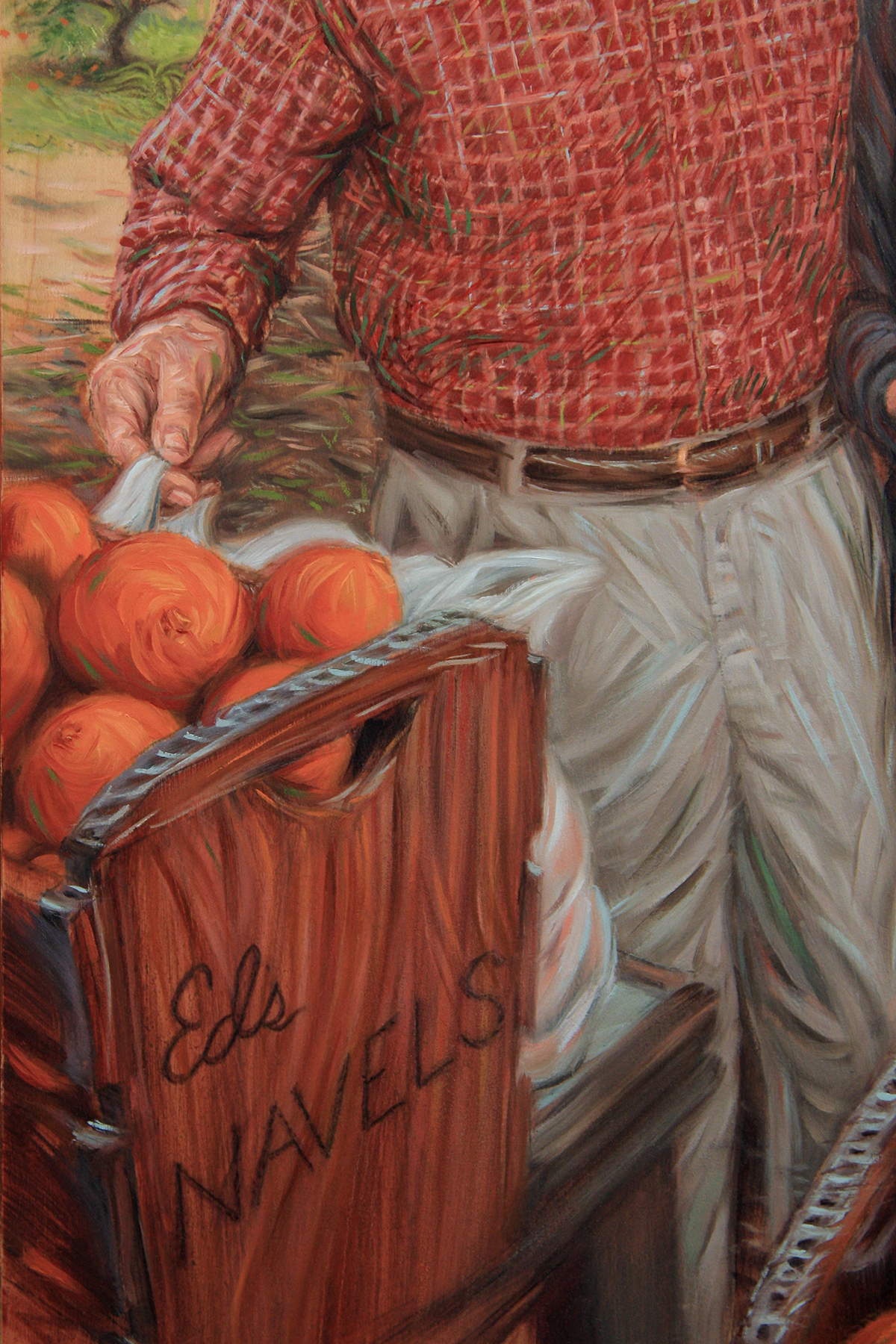 portraits Oil Painting heirloom man woman dog Live oak tree oranges