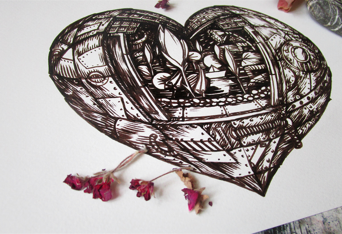 STEAMPUNK steampunk hearts hand-drawn