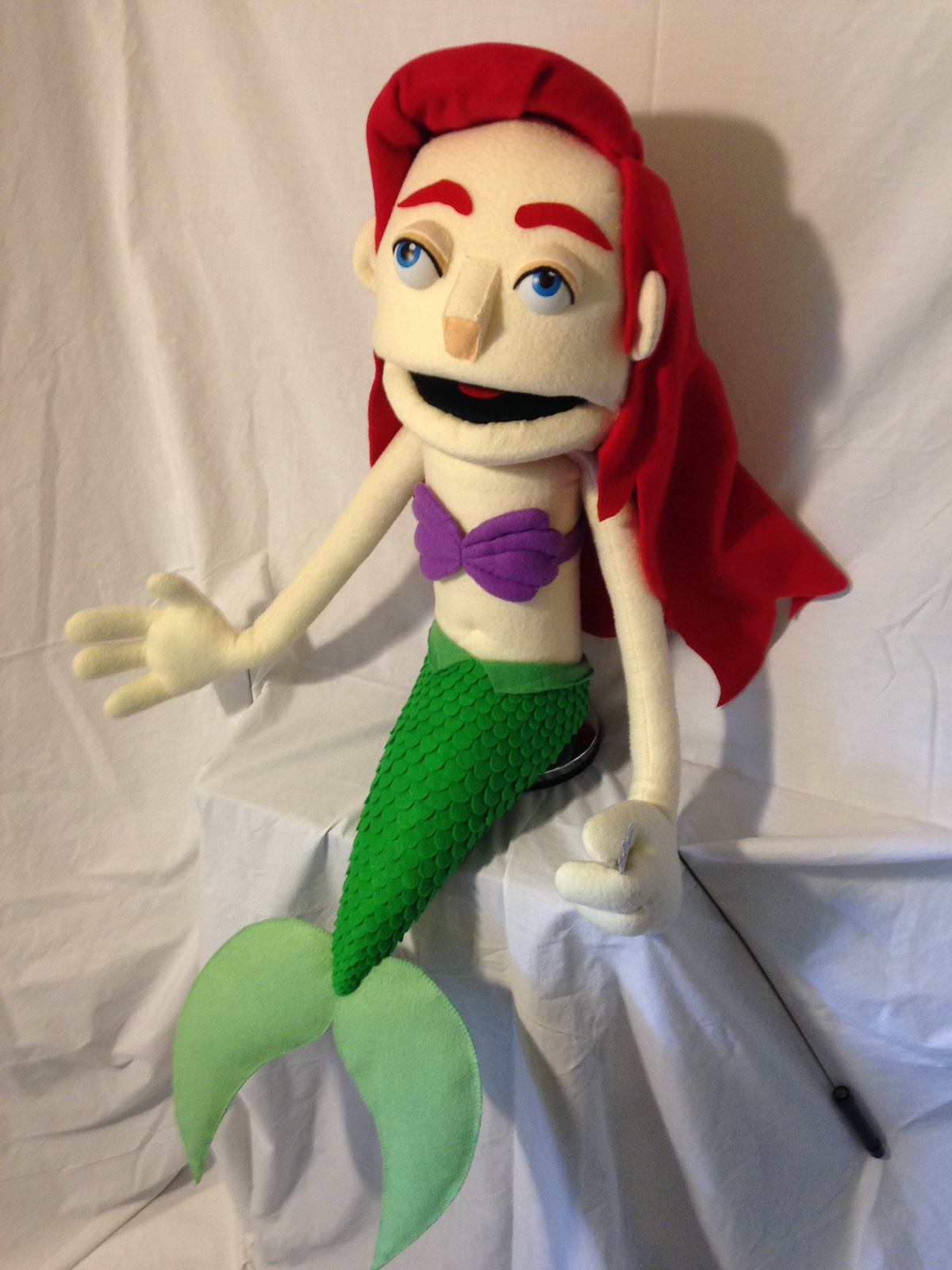 mermaid puppet hand and rod redhead