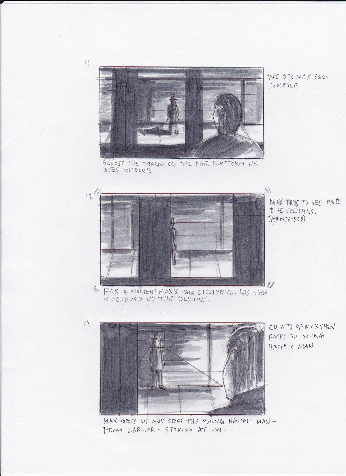 Storyboards sketches drawings illustrations photoshop
