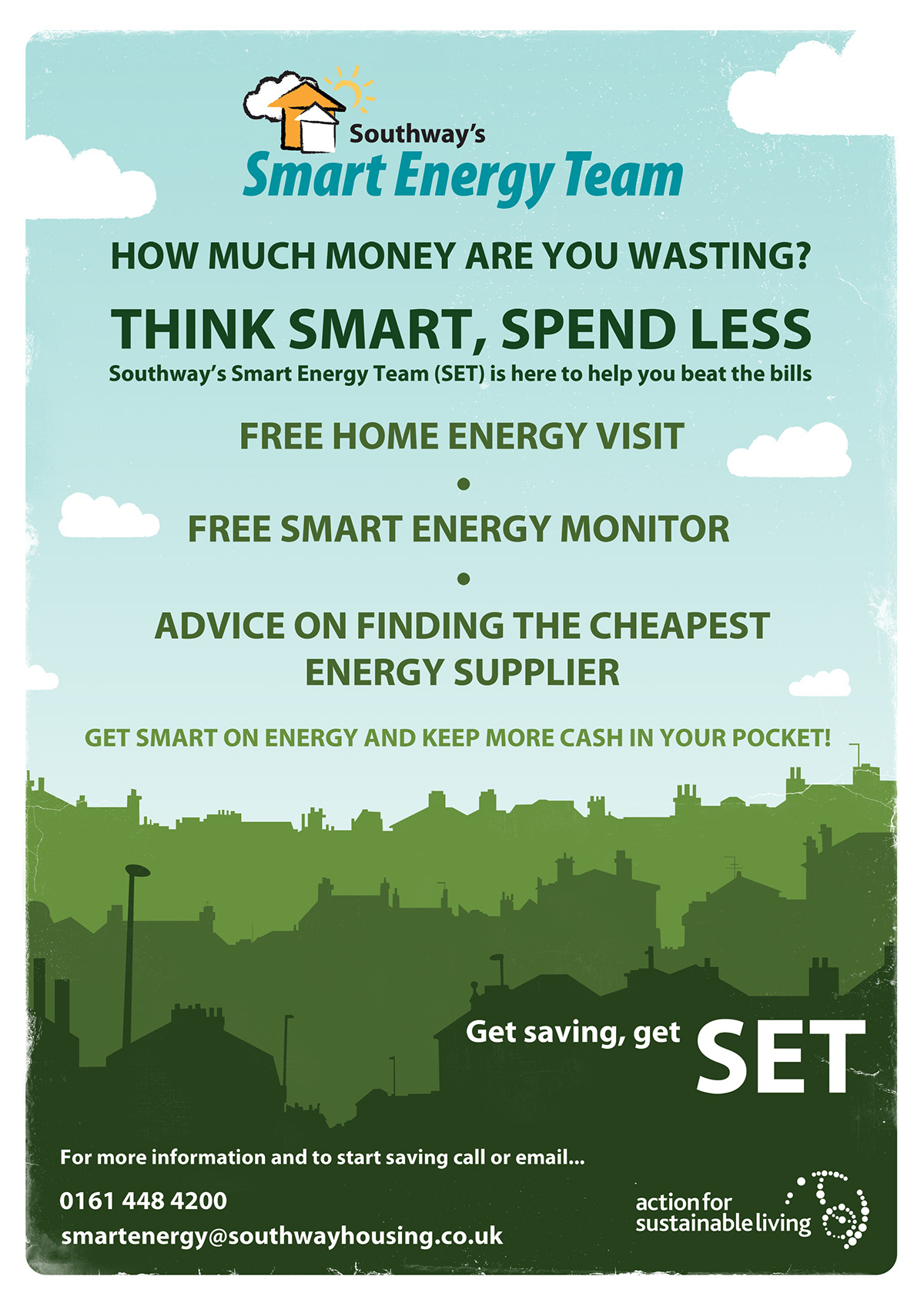 energy  smart  Manchester   eco  Sustainability green  logo team mug design comic strip stickers flyer poster  banner Compliment Slip