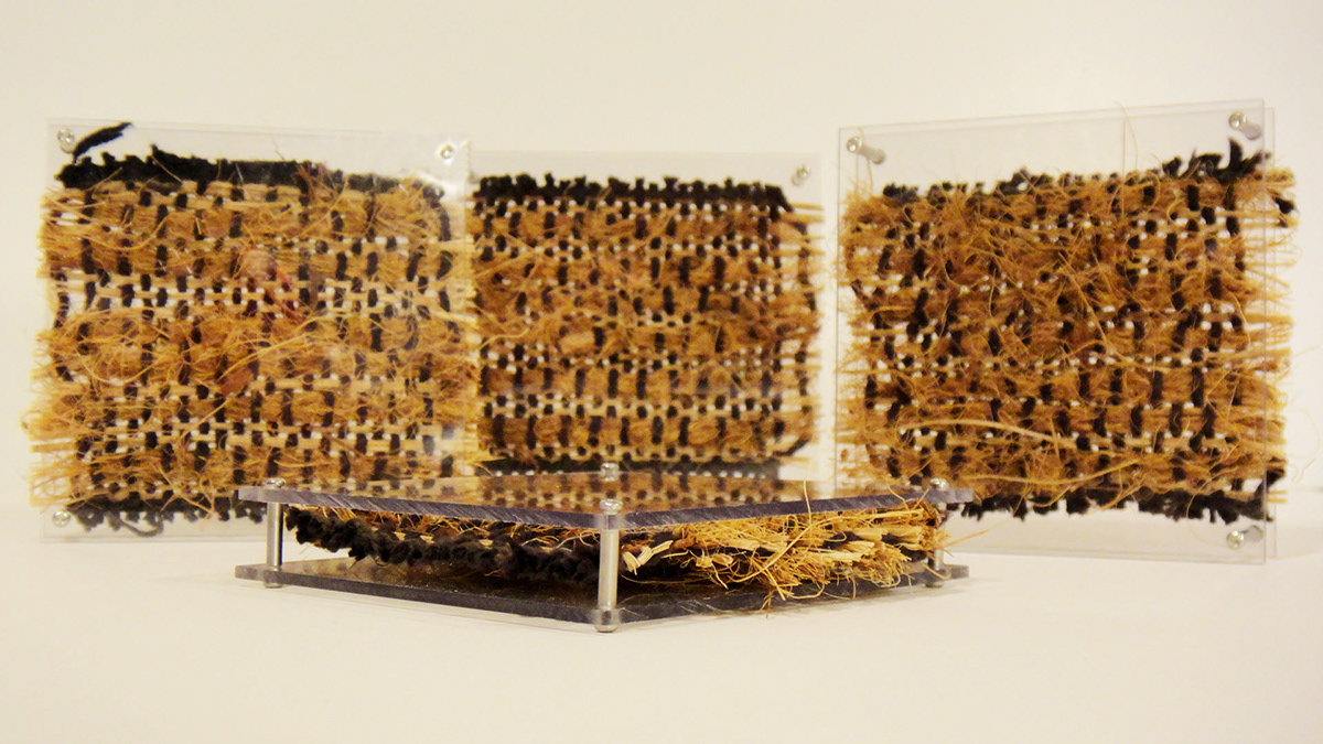 Coconut textile weave square plexi glass Coasters recycle
