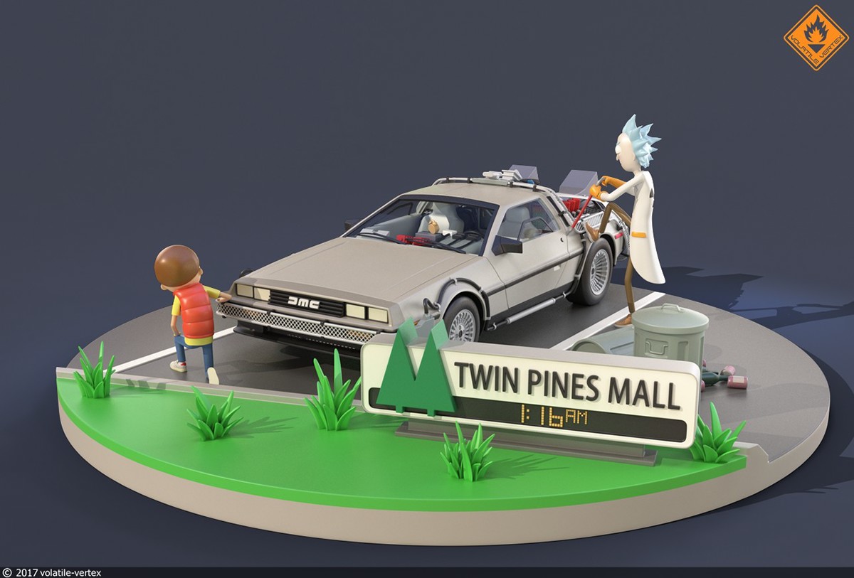 3D Volatile-Vertex DeLorean bttf Time Machine back to the future Marty Mcfly rick and morty Doc Brown