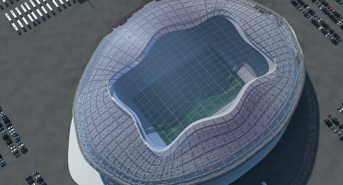 stadium stade Arena football soccer sport modern Futuristique building 3D CGI
