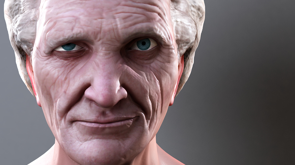 Zbrush Sculpt human face old man Maya realistic lighting