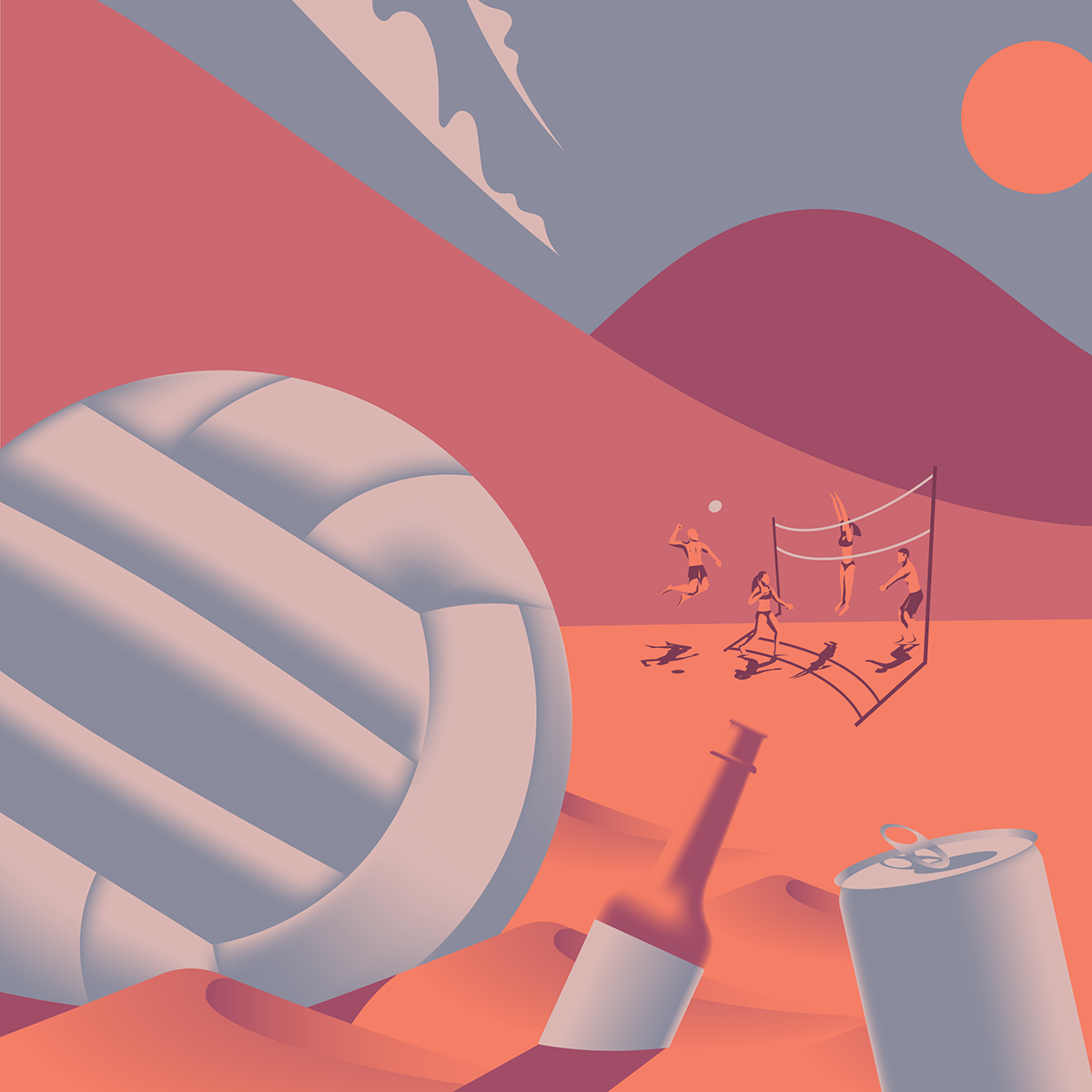 ILLUSTRATION  the futur summer depth texture color atmosphere atmosphere perspective volleyball beach