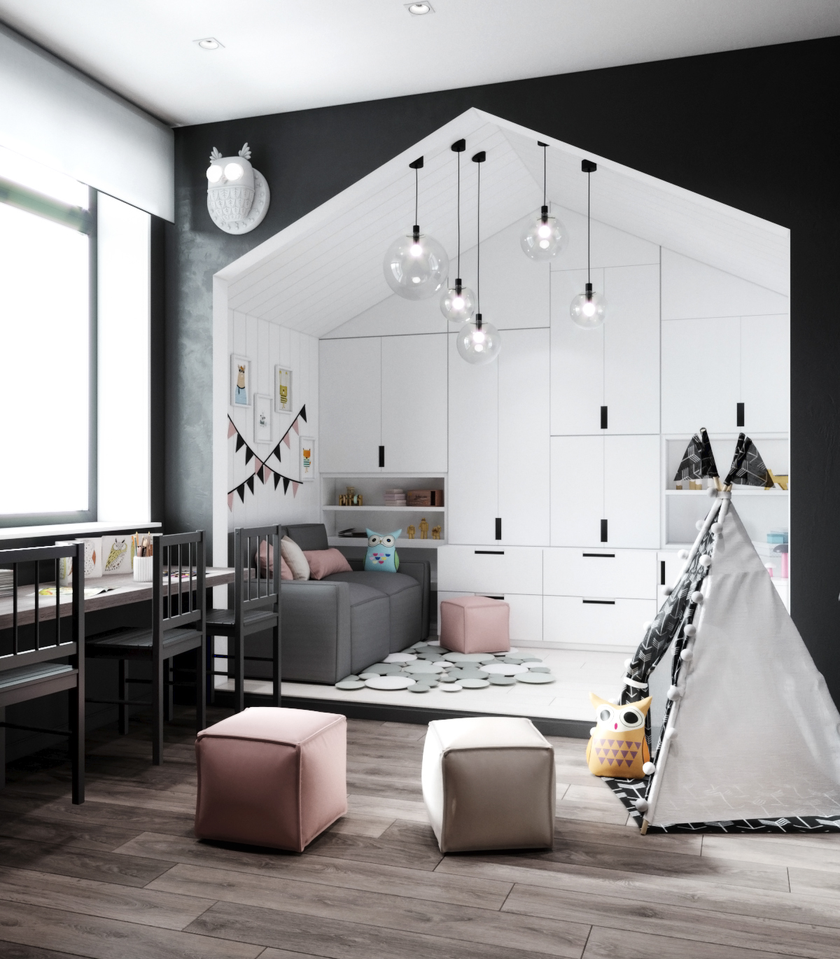 3D Render Interior design CG дизайн рендер 3д спальня дом