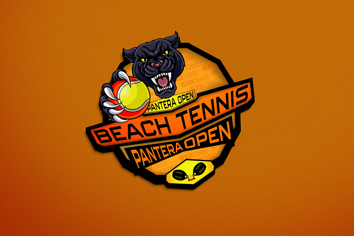 beach tennis tennis logo black panther branding  brand Logo Design Medal sticker