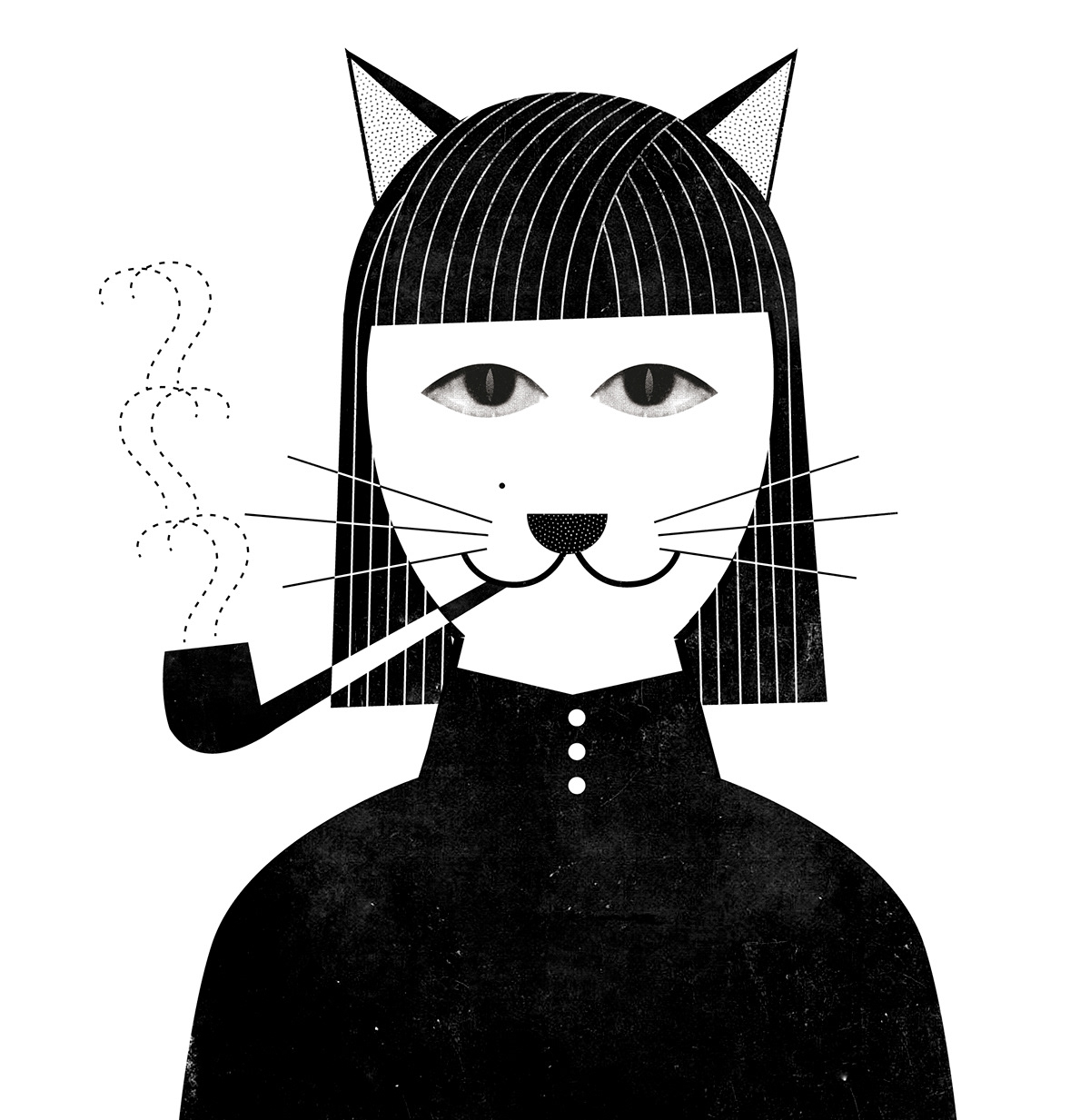 portrait Cat black and white