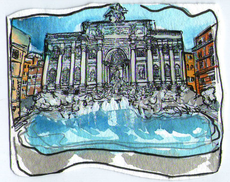 Rome illustrations map hotel watercolors monuments roma LA DOLCE VITA federico fellini the great beauty
