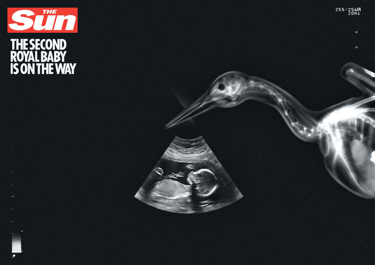 Adobe Portfolio concept campaign royal baby the Second 2ed 2ed royal baby United Kingdom UK england ultrasound scan fetus stork bag baby transparent plastic sheet