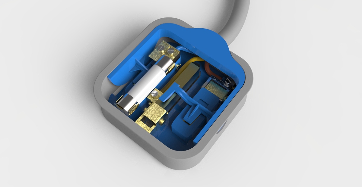 UK Plug socket electrical power plastic cool design graphics Solidworks keyshot Render cad product cover
