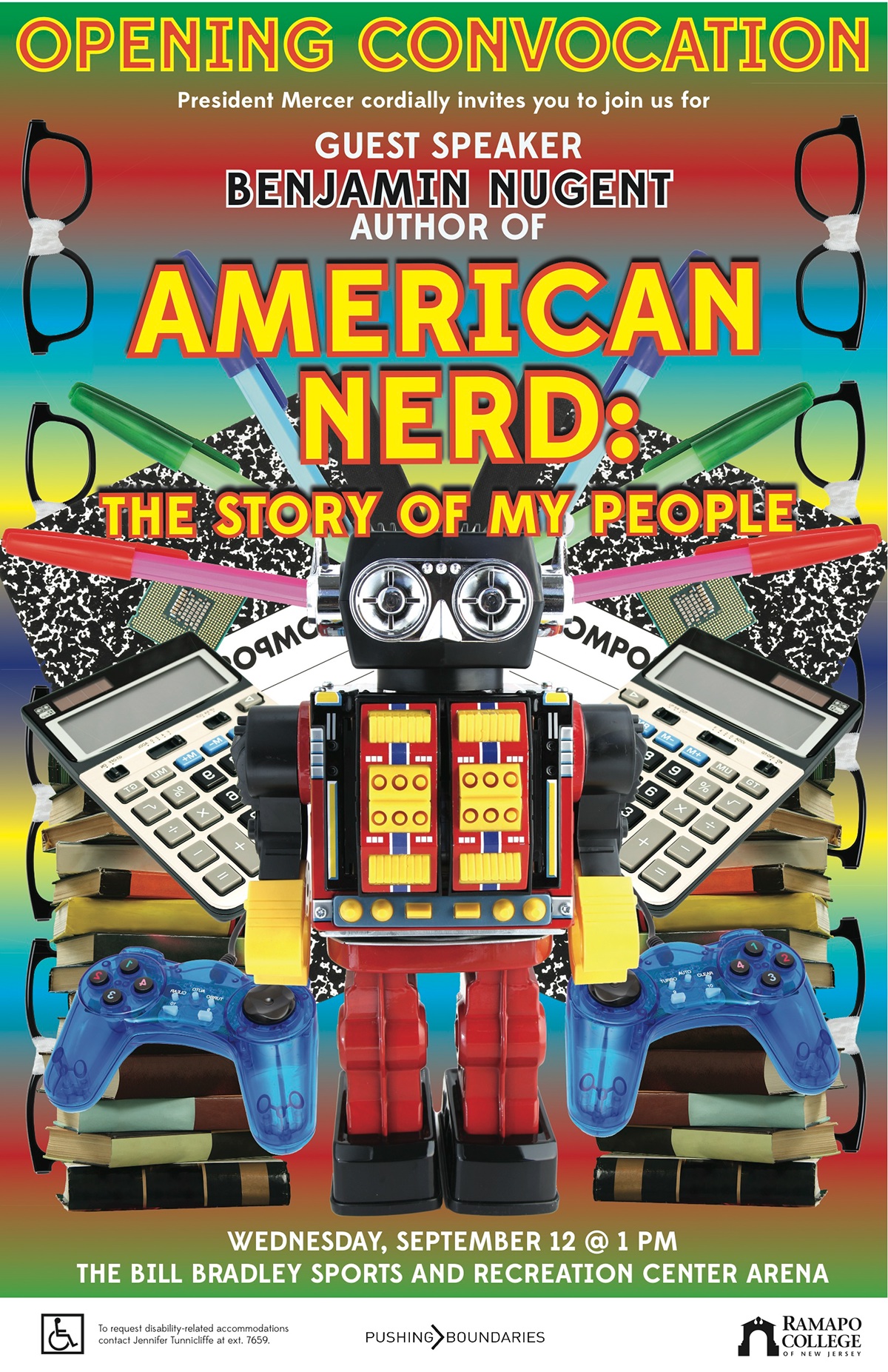 American Nerd poster nerd color Video Games robot Ramapo College  melissa piombo collage