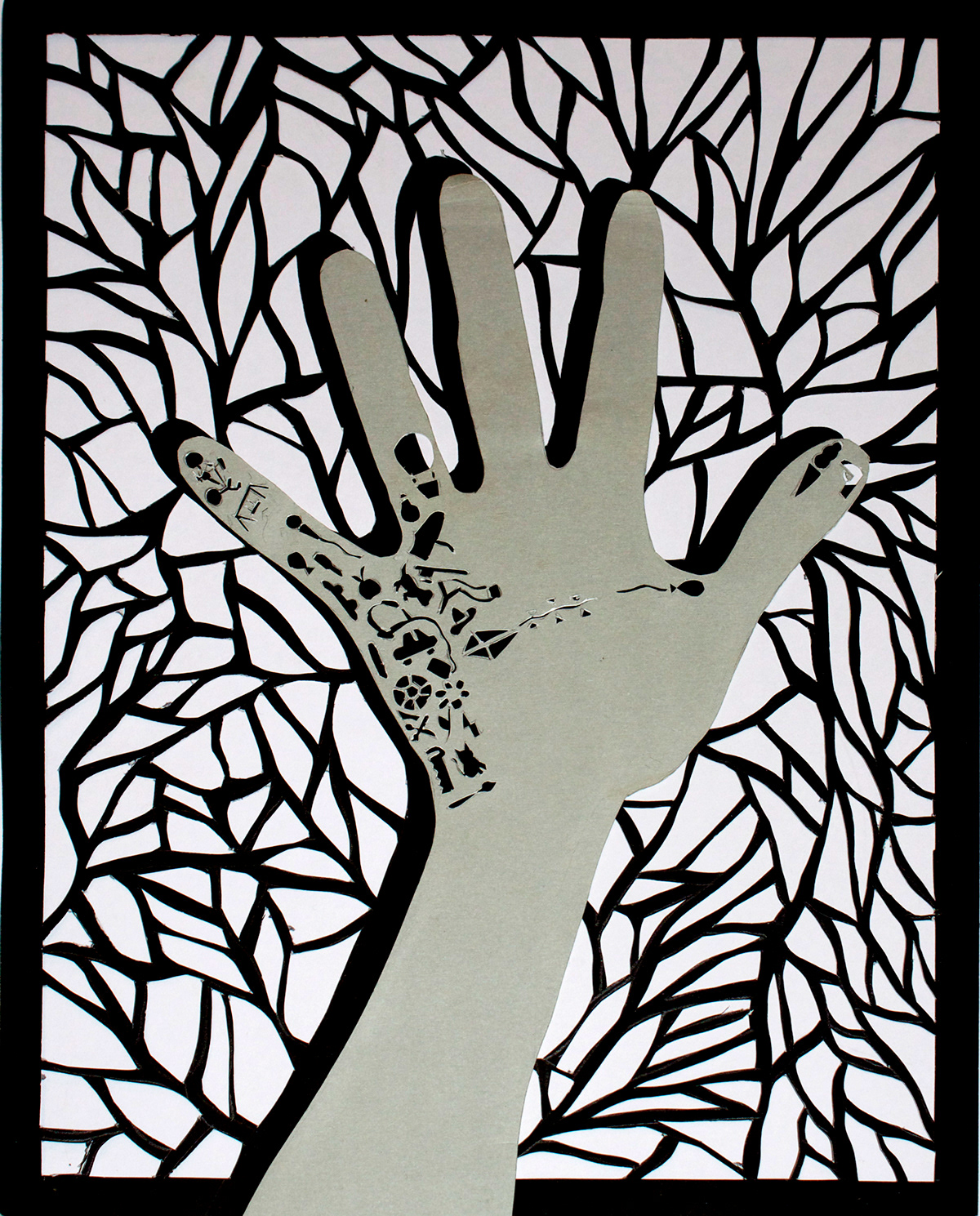 papercut craft hand