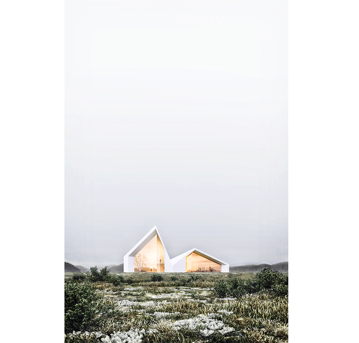 CG cg art visualisation Architectural Visualisation winter field design MORNING White minimal minimal architecture