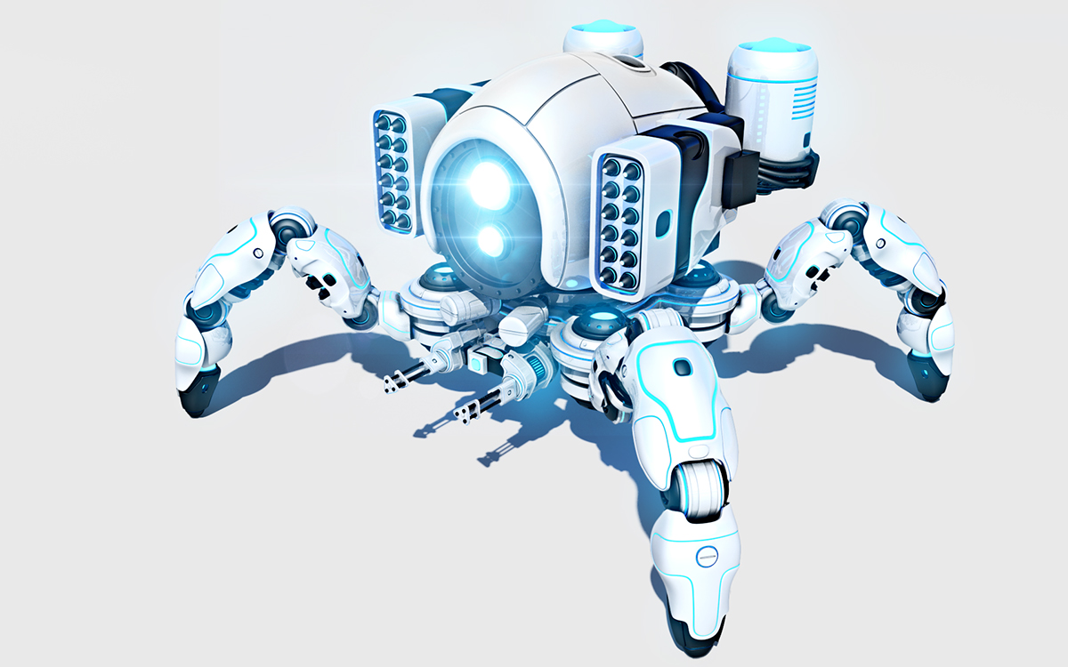 3D model  Game Art concept art spiderbot Quadropod drone