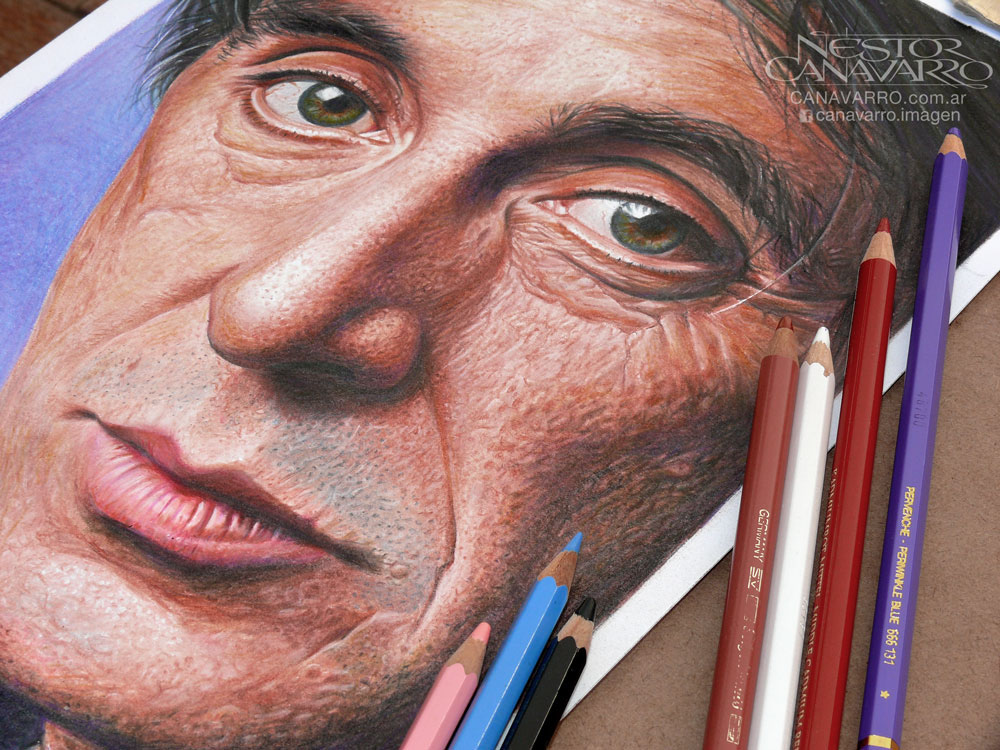 portrait pacino color pencil hiperrealism Realism canavarro al pacinpo