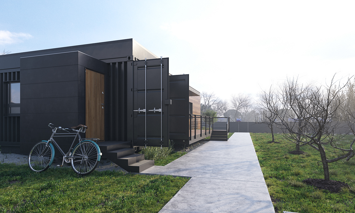 container house Low Cost House visualization country house