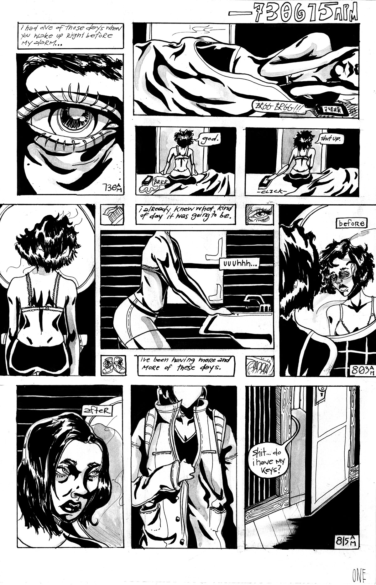 comics One day sequence ink pen photoshop black and white graphic Graphic Novel
