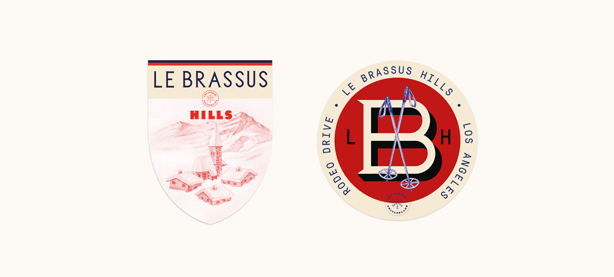 Le Brassus Ski mountain logos badge patch blue red Violaine & Jeremy colour font type