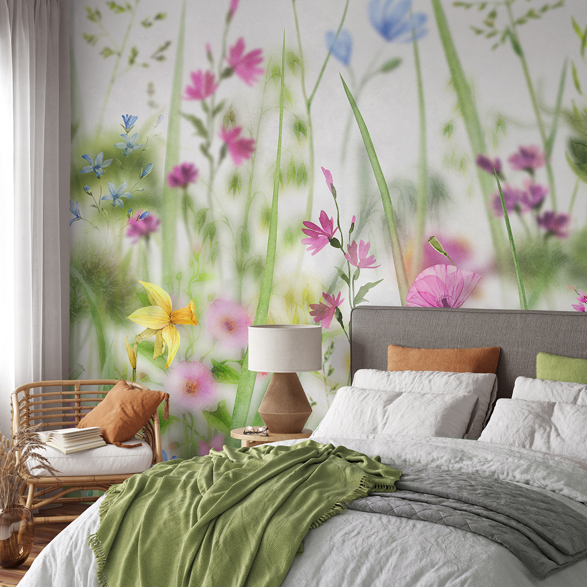 wallpaper design interior design  Wallpaper design Mural ILLUSTRATION  Digital Art  artwork Flowers