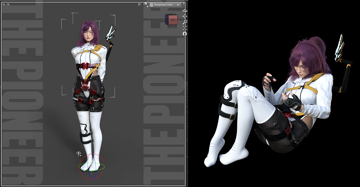 3D Character animation  anime CGI cinema 4d Cyberpunk Digital Art  girls mecha