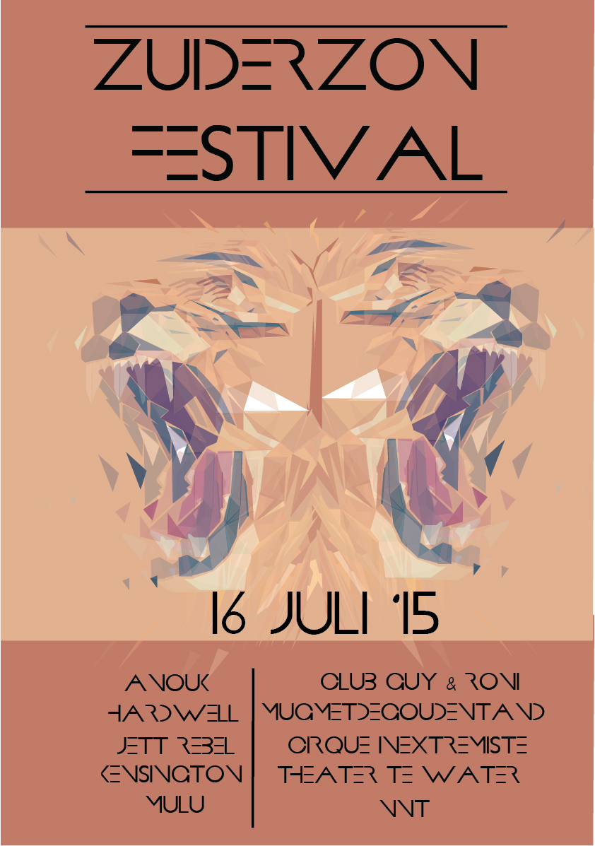 poster graphic design adobe Illustrator lion festival roar tiger adobe illustrator polygon school